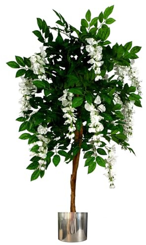 Leaf Design UK Realistic Artificial Wisteria Tree With Metal Planters