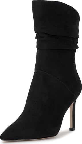 Jessica Simpson Elisti Scrunch High Heel Bootie, Black Microsuede, 7.5