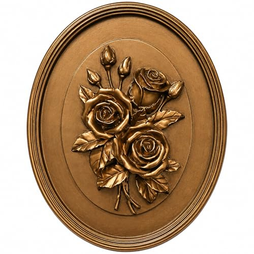 EvruCexul Vintage-Wandskulptur, Vintage-Wanddekoration, antiker Giebel, goldene Wanddekorationen für Wohnzimmer, Küche, Schlafzimmer und Galerie, florale Wandkunst (Rose)
