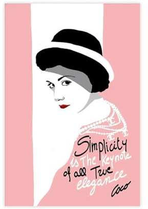 WOPIYNAG Coco Chanel Poster auf Leinwand, Wandkunstdruck, Bild, Gemälde, 50 x 75 cm