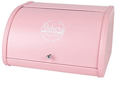 KL X458 Pink Bread Box Roll Top, Metal Bread Box for Kitchen Countertop, Large Capacity, Keeps Bakery Items Fresh Longer, Bread Bin for Kitchen Countertop, Breadbox to Store Cookies, Bagels, Muffins