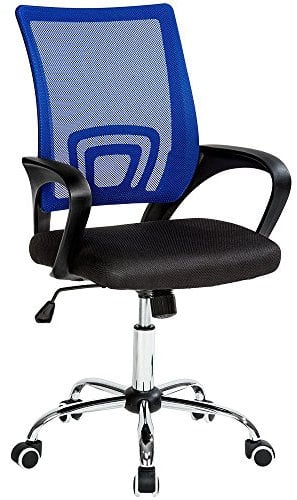 La Silla Española Ribadeo Silla de Oficina sin Reposacabezas, Poliéster y Rejilla, azul, 53.5x57x98 cm