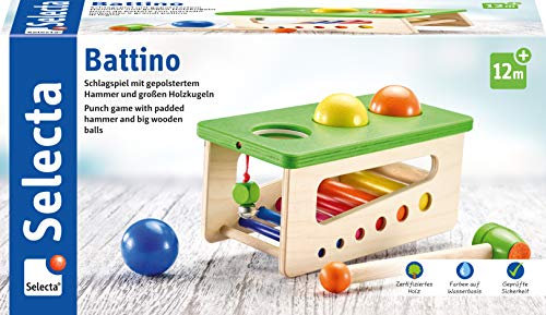 Selecta 62017 Battino, Klopfbank aus Holz, 22 cm, 10 Monate to 3 Jahre ,bunt