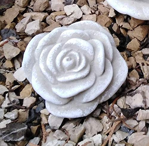 Stein Rose Rosenblüte Blüte Blumen Steinguss frostfest wetterfest Garten Deko 8cm, Handarbeit - Hand bemalt