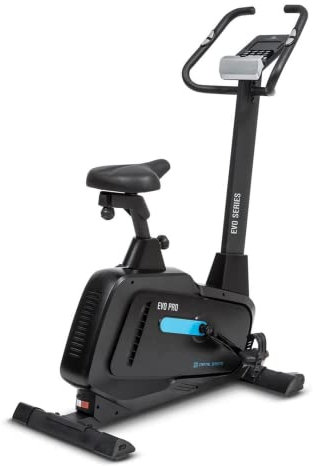 Capital Sports Evo Heimtrainer Fahrrad - Bluetooth Hometrainer, Ergometer mit magnetischem Bremssystem, 32 Stufen, App-Integration, Tablet-Halterung, Pulssensor, Stil: Pro, schwarz