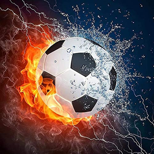 Bimkole DIY 5D Diamond Painting Zubehör Fußball, Wasser Feuer Kunstmalerei Diamant Malerei Kit Voll Runde Bohrer Malen nach Zahlen Malerei Stickerei Kreuzstich Diamond Dekoration, (30x30 cm)