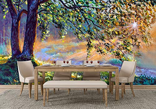 Oedim Fotomural Vinilo para Pared Paisaje Árbol en Pintura | Mural | Fotomural Vinilo Decorativo | 100 x 70 cm | Decoración comedores, Salones, Habitaciones