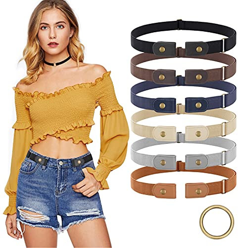 XZQTIVE 6 Stücke Schnallenfrei Elastischer Gürtel für Damen Herren, Keine Schnalle Unsichtbarer StretchGürtel Einstellbarer Keine Ausbuchtung für Jeans Hosen,für Hosengröße 55cm-90cm (22''-36'')