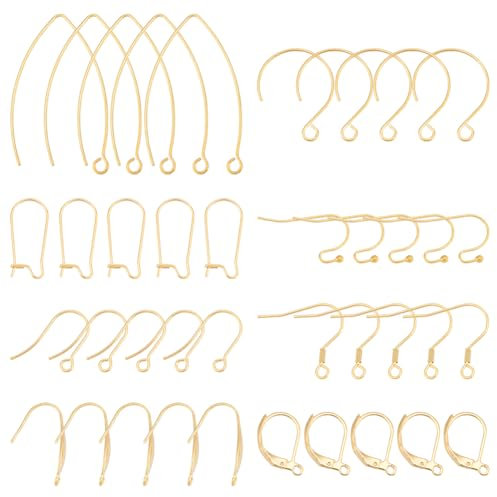 UNICRAFTALE Über 48pcs 8 Arten Ohrring Haken Kits 304 Edelstahl Ohrhaken Hebel Ohrringe Goldene Ohrring Haken Ohrring Teile Für Frauen Männer DIY Schmuckherstellung