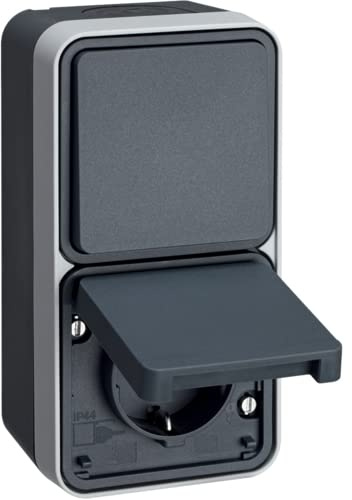 Wechselschalter/Steckdose m.Klappdeckel AP gr 47803525 4011334442240 Berker