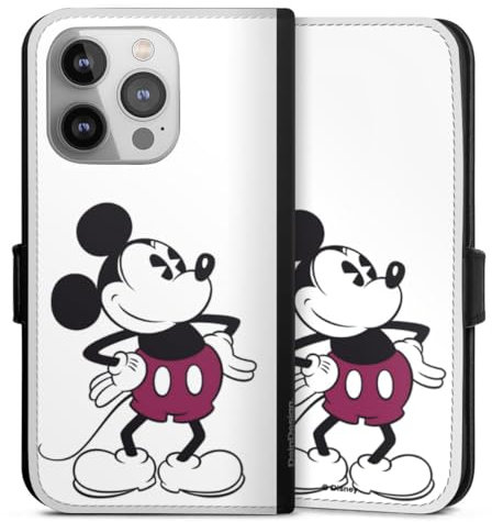 DeinDesign Klapphülle kompatibel mit Apple iPhone 14 Pro Handyhülle aus Kunst Leder schwarz Flip Case Mickey Mouse Offizielles Lizenzprodukt Disney