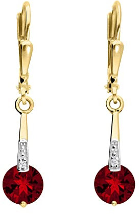 My Gold Damen Ohrringe Ohrhänger Gold 333 Gelbgold (8 Karat) Mit Granat & Zirkonia 30mm x 6mm Kaydence O-07566-G301