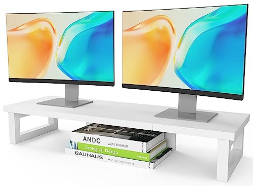 WESTREE Dual-Monitorständer, stabiler Computer-Monitorständer, Mehrzweck-Schreibtisch-Aufbewahrungsständer für Computer, Laptop