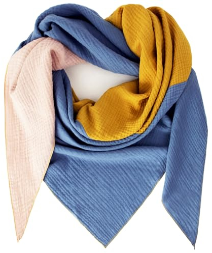 Gloop Damen XXL Strick Dreieck Schal Halstuch Baumwolle Dreieckstuch Musselin Schal ohne Kratze an Haut Made in Italy