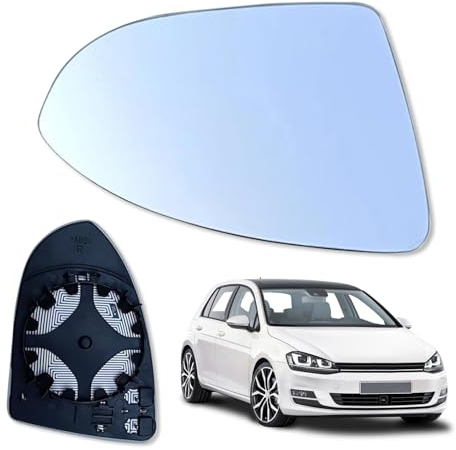 Spiegelglas Ersatz für Golf 7, Links Fahrerseite Beheizbar Asphärisch Umkehrlinse Rückfahrglas Spiegel mit Trägerplatte, Spiegelglas Glas für Sportsvan 2016-2018, OEM:5G0857521/5G0857522