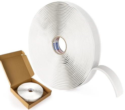 ADHES Butylband Dichtungsbänder, 12mm x 9m x 3mm 1 Rollen, Tape Wasserdichtes Klebeband für Teichbau, Bauwerke, Fassaden, Dach, Wohnwagen, Fenster, Container, Flachdach Weiß Butyl Sealant Tape