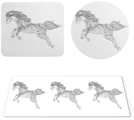 EHOMERY Tapis de Souris XXL Manga One Piece Tapis Souris 3D Anime Cheval Tapis de Souris Gamer One Piece Tapis Souris Bureau XXL - 3 Pack [30x80 cm, 20x24 cm and Dia 20 cm]