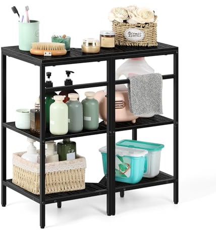 Under Pedestal Sink Storage Bathroom Vanity Organizers Pedestal Storage Rack Stand Under Vanity Storage Organizer Bathroom Storage Corner Shelves Wooden Corner Shelf Stand Toilet Storage Holder, Black