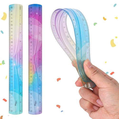 2 Stück Flexibles Lineal 30 cm/12 Zoll Bruchsicher Lineal Weich Lineal Flachlineal Biegbares Lineal Metrisches Lineal Gerade für Schule, Klassenzimmer, Büro, Kinder und Erwachsene