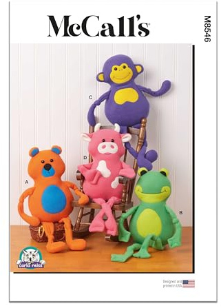 MCCALLS Sewing Patten M8546OS Plush Animals by Carla Reiss OS (ONE Size)