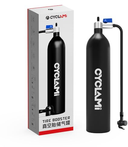 CYCLAMI Tubeless Inflator 1.2 liters, Tire Booster Pump - Road and Mountain Bike Air Pump with AV/FV