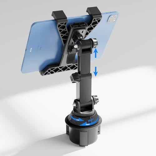 OHLPRO Cup Holder Car Tablet Mount for Truck, Universal iPad Holder for 7-11 iPad Pro Air Mini, Galaxy Tab, Adjustable Arm, Extendable & Flexible Car Mount for Road Trip Essentials,Travel Accessories