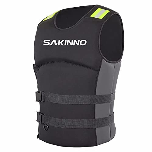 SMTSEC Life Jackets Adults, Buoyancy Aid Neoprene Swimming Life Jacket Vest Kayaking Paddle Board Life Jacket Swim Float Vest for Kayak Fishing Surfing Diving Water Sport,Black-M