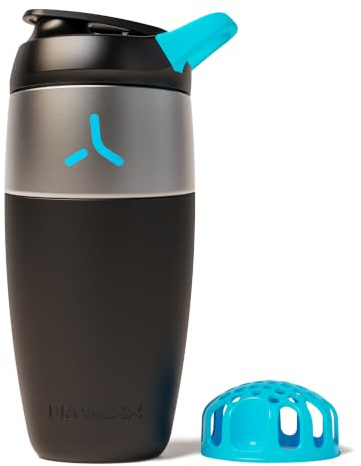 Promixx Pursuit Shaker Acciaio Inossidabile - 760ml Miscelatore Proteico Metallo Leggero con Snap-Fit per Frullati Lisci - Ermetico Anti-Odori per Fitness - Nero