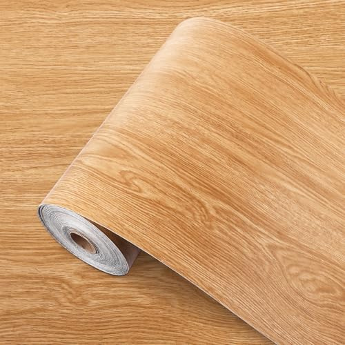 CYEER PVC Bodenbelag Holzoptik Eiche Natur, 40 cm x 10 m, 1,6 mm Vinylboden von der Rolle, Wasserabweisender Bodenbelag für Treppen, Küche, Flur, Wohnwagen & Wohnmobil, Zuschneidbar, 4 m²