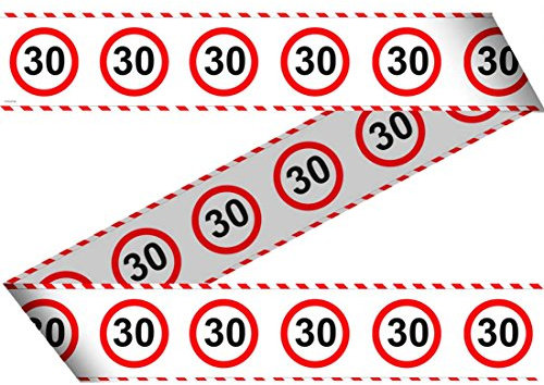 Amakando Party Banner 30er Geburtstag Absperrband Verkehrsschilder Flatterband Partyband Jubiläum Geburtstagsband Begrenzungsband Sperrband Foliensperrband