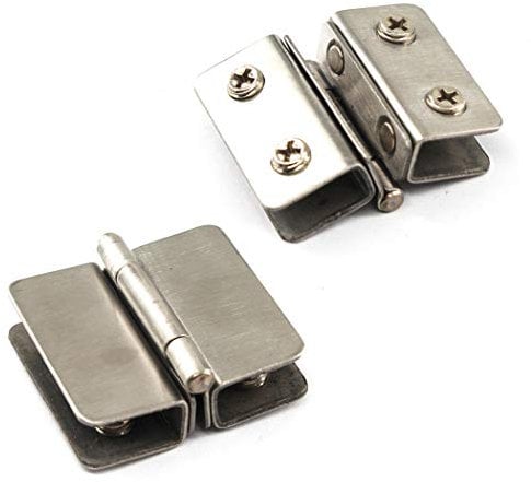 Kit de charnière de porte en verre à 180° en alliage de zinc avec double pince de serrage avec vis, verre adaptatif de 5 à 8 mm