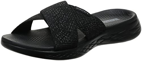 Skechers Femme on-The-go 600-Glistening Metallic Mesh Slide Sandale Glissante, Noir, 35 EU