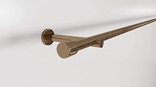 Market-Alley Gardinenstange, Vorhangstange, metall, Durchmesser: 16mm/19mm, Silber/Gold/Edelstahl, 1/2-läufig, mit Endstück, ohne Ringe (160cm ; Gold ; 1-läufig ; 16mm ; Primel)