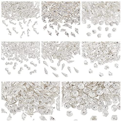 OLYCRAFT 2400 Stück Harz Füllstoff Thema des Ozeans Harzfüller Legierung Epoxidharz Liefert UV-Harzfüllzubehör Silber Für Die Herstellung von Harzschmuck - 8 Formen