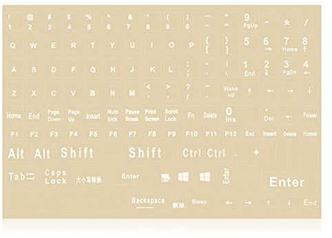 Transparente, englische Tastatur-Aufkleber, universeller englischer transparenter Hintergrund mit weißer Schrift, Tastatur-Aufkleber für PC, Laptop, Computer, Desktop, Notebook, Tastaturen