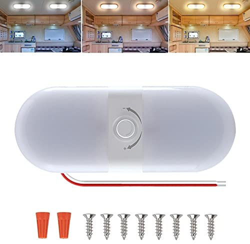 Leikurvo 180 Led Auto Innenbeleuchtung, 12V Wohnmobil mit Schalter Wohnwagen Deckenleuchte 12V Dimmbar Weiß und Warmes Licht Universal für DC 12-24v Auto Wohnmobilausstattung
