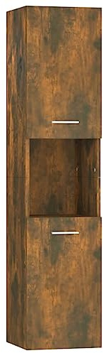 vidaXL Bathroom Cabinet Toilet Furniture Washroom Vanity Unit Cupboard Sink Unit Medicine Storage Cabinet with Door Smoked Oak Engineered Wood