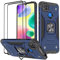 KANSi Coque pour Xiaomi Redmi 10A / Redmi 9C, Verre Trempé [2 Pièces] + Housse TPU Silicone Rotation 360° Aimant Anneau Support Double Défense Protection Etui - Bleu