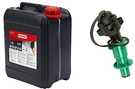Oregon Kettensäge Öl für Sägeketten und Führungsschienen, 5-Liter-Flasche & 562612 Sicherheits-Auslaufrohr f. Kettenhaftöl