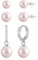 ASH'S CHOICE Pearl Earrings Set for Women - 925 Sterling Silver Pink Studs, Dangle and 3 Pairs Small Hoop Earrings With Drop - Cute Pink Set