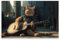 SMTDeco Herdabdeckplatte Ceranfeld Abdeckplatte Herdabdeckung Herdplatten Abdeckungen Induktionskochfeld 80x52 cm 1-tlg. Katze Gitarre Orange
