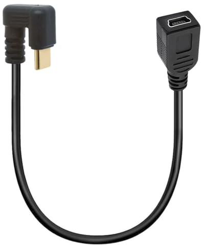 Mini USB auf Typ C Kabel Kordel, Rechts gewinkelt USB 3.1 Typ C Stecker auf Mini 5-Pin B USB-Buchse Adapter für Laptop, MacBook, Kamera, HDD (USB C/TypeC 180Degree)