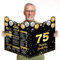 75 Geburtstag Große Grußkarte, Happy Birthday Riesen Gästebuch, Geburtstagskarte Big Happy Birthday Karte Oversize Plastikkarte für Frauen Männer Freunde Kollegen Familie Paar Schwarz Gold Themenparty