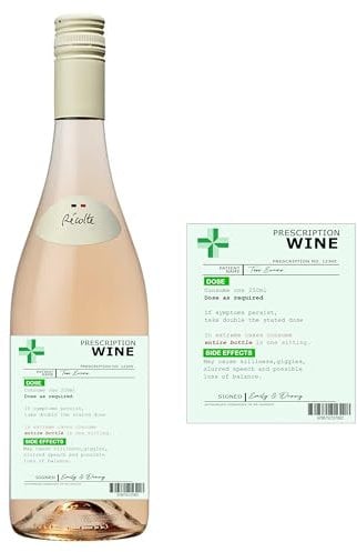 Personalised Prescription Wine Label Red White Rose Vinyl Sticker Funny Novelty Gift Birthday Anniversary - D1 - Rose Wine