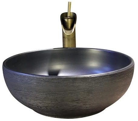 WANSLO Lavabo À Poser Lavabo d'art en céramique, lavabo Rond au-Dessus du comptoir, lavabo rétro, évier de Salle de Bains à Domicile Vanité De Salle De Bain