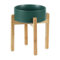 Havniva Gamelle lestée et surélevée en céramique avec support pour gros chiens de race, bol de nourriture et d’eau pour animaux de compagnie, 20,6 cm, 1,8 l, vert