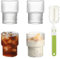 UptVin Lot de 4 Verres à Café Cannelés, 300ML Verres à Boire Nervurés, Tasses à Café Glacé Transparentes avec Brosse de Nettoyage, Verres Empilables pour Cocktails, Whisky, Thé, Soda, Café