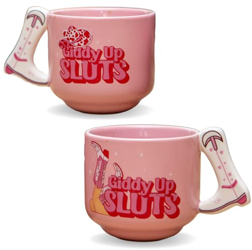 Boxer Gifts Giddy Up Sluts Novelty Espresso Cups - Quirky Gifts for Friends and Women - Cowgirl Gift - Funny Secret Santa for Her