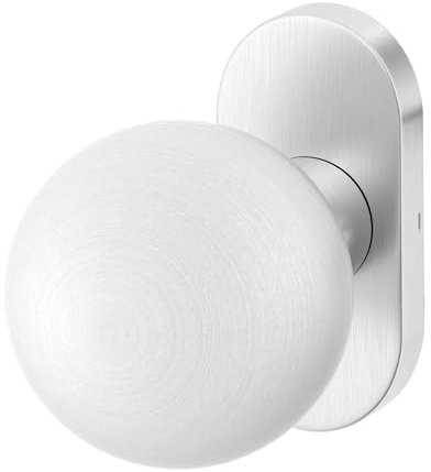 ERGO line Fest Türknopf, FIX KNAUF, 1 Oval Türknauf für Haustüren und Innentüren, Nicht Drehbar, Kugelknauf auf Ovalrosette, Feststehender Türknopf aus V2A Edelstahl, TOP Qualität