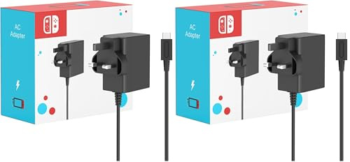 Charger for Nintendo Switch, 45W Fast Charging AC Adapter Power Supply With 5FT USB C Cable for Switch Lite/OLED/Deck Dock/Pro Controller, Support TV Mode (Pack of 2)